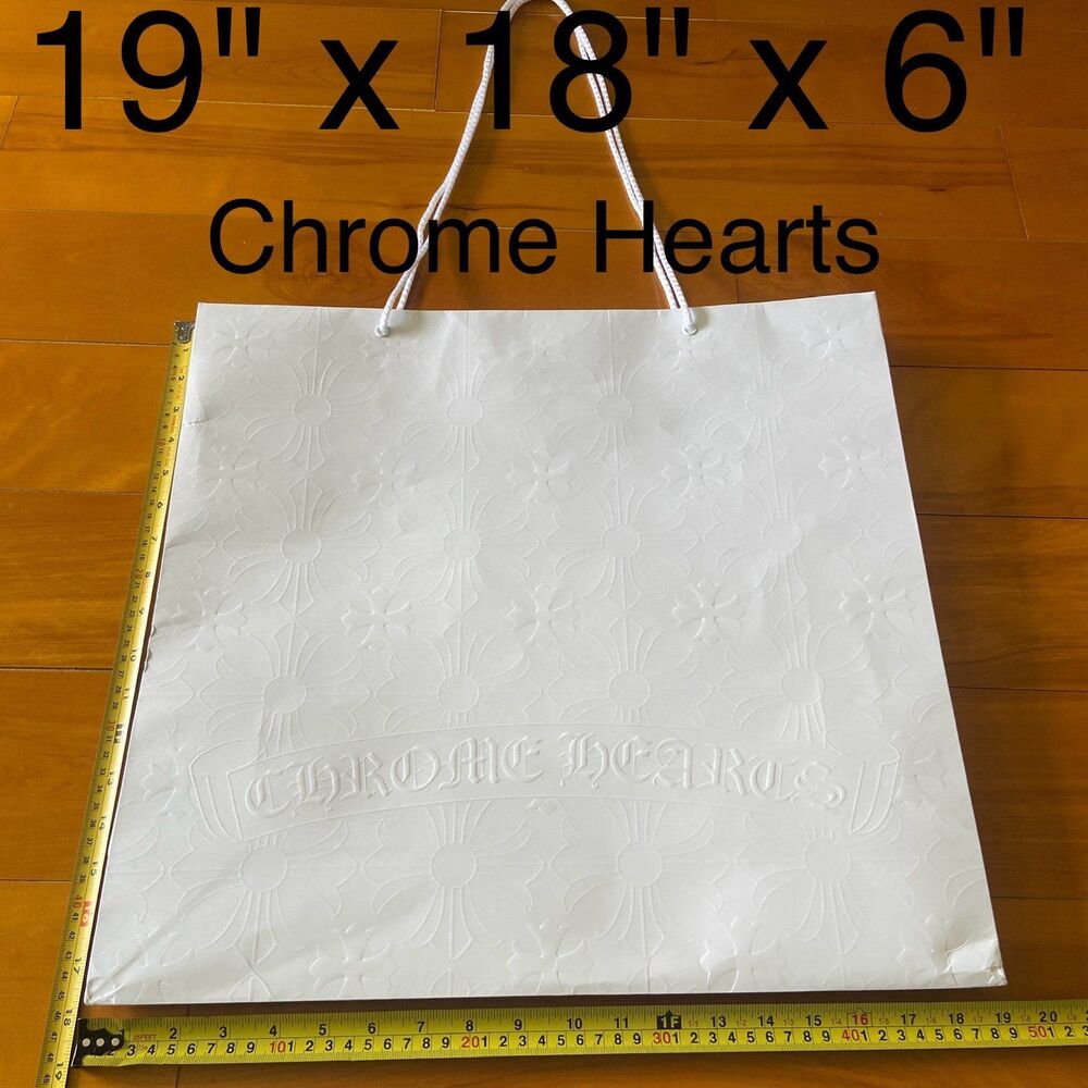 Chrome Hearts Paper Shopping Bag - white embossed large (19" x 18" x 6")